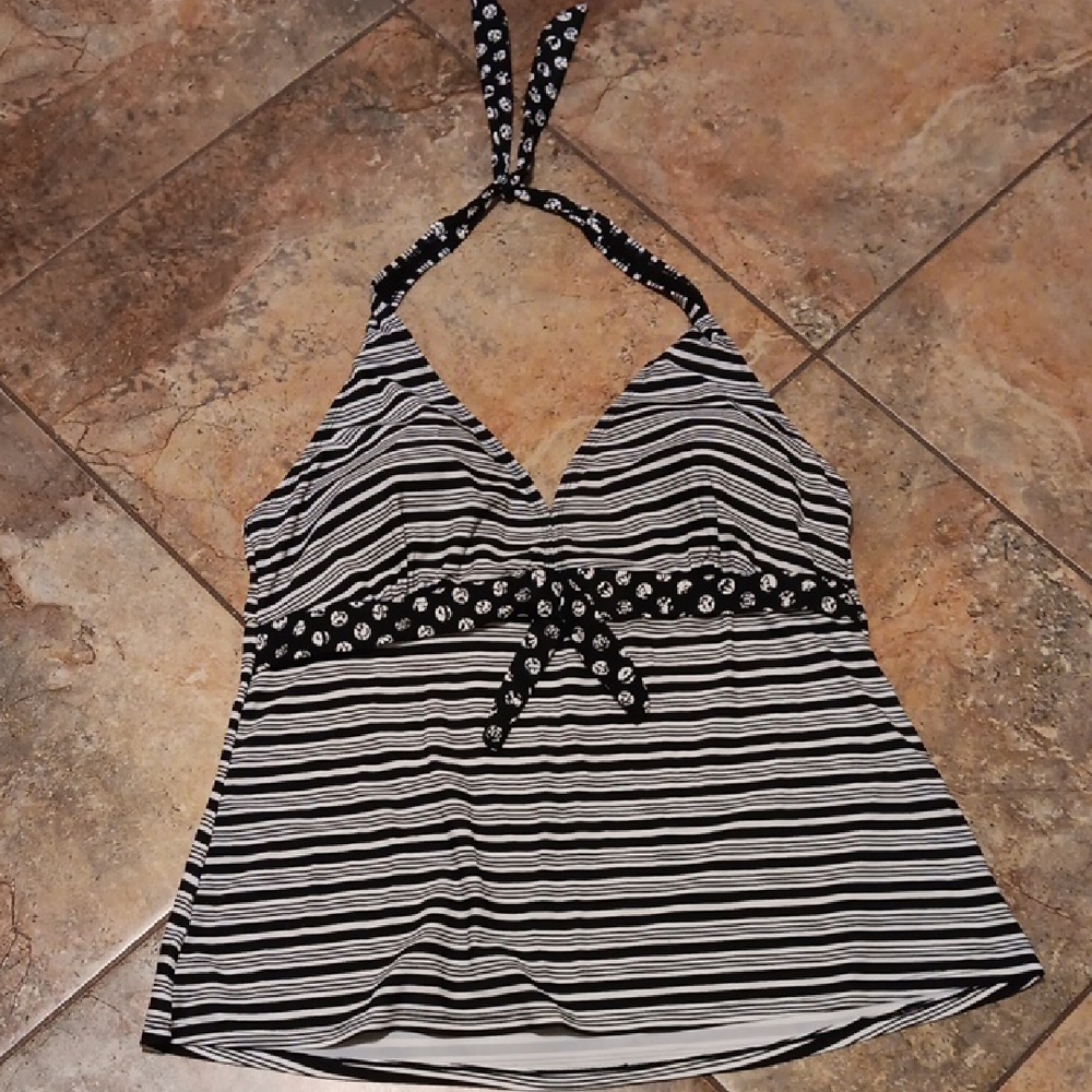 White and black swimsuit top